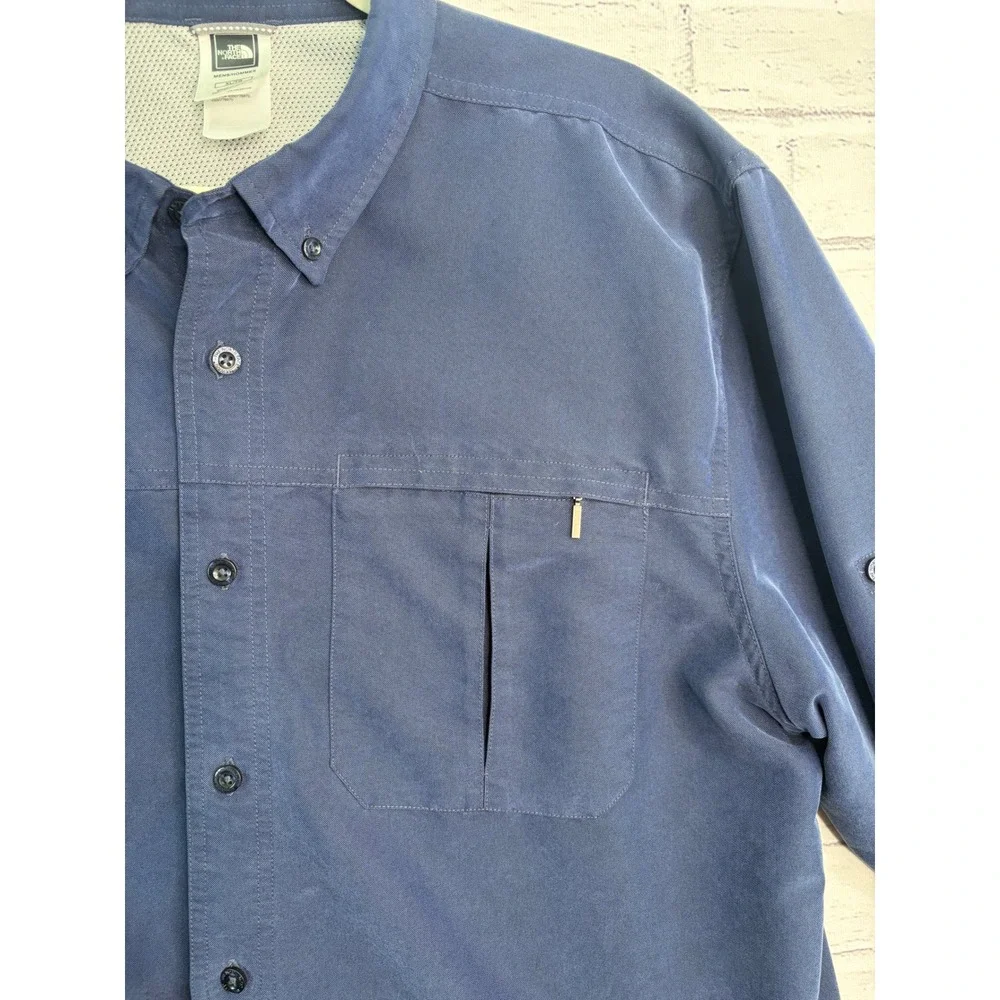 The North Face Mens XL Blue Modal Blend Roll Tab Sleeve Hiking Shirt